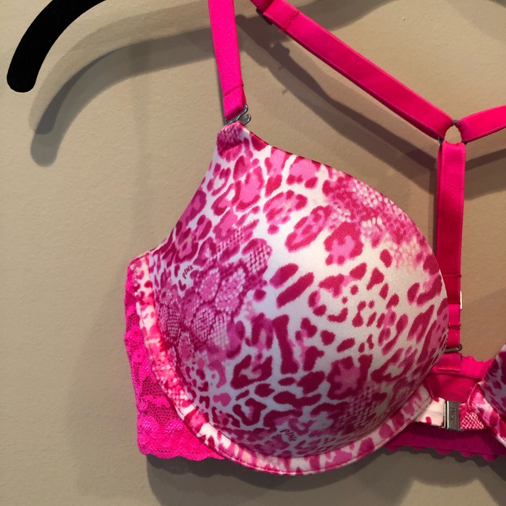 Leopard print hot pink and white PINK bra